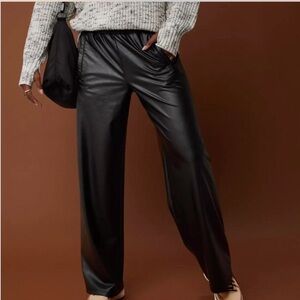 Aerie Offline Faux Leather Wide Leg Pants